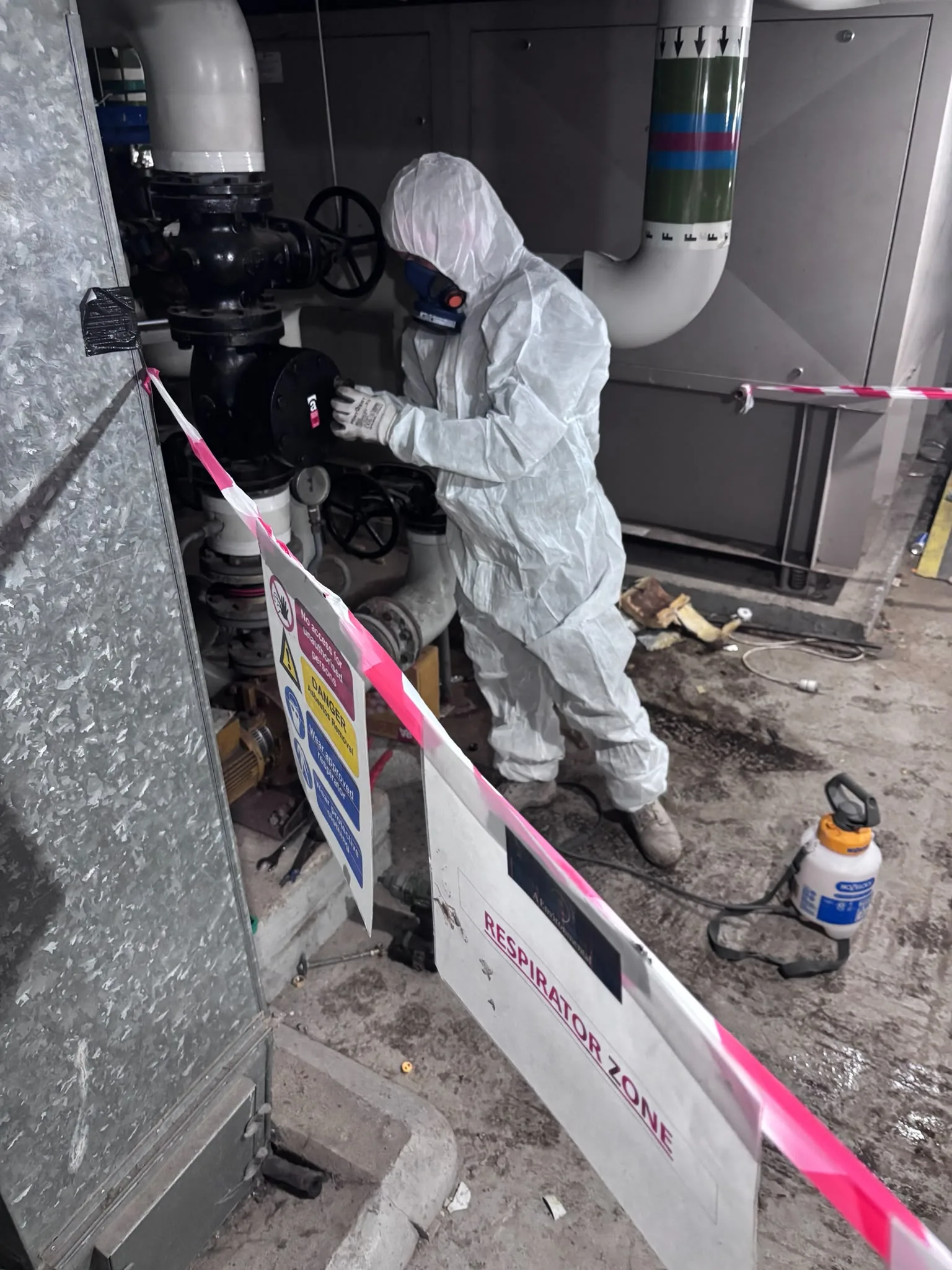 Asbestos artex removal from concrete soffit in Hanwell